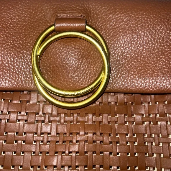 Vince Camuto Brown Woven Leather Crossbody - Picture 2 of 8